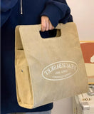 KYLETHOMASW  -  Retro Harajuku Letter Tote Bag Women Corduroy Large Capacity Stripe Shoulder Bag Ladies Korean Commute Versatile Crossbody Bags