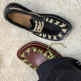 KYLETHOMASW  -  Flats Women Shoes Lace Up Leather Classic Shoes Designer Brand Sneakers 2025 Summer Fad Trend Retro Oxford