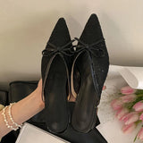 KYLETHOMASW  -  Fashion Butterfly-Knot Mesh Women Flats Slippers Mules Shoes Female Slides Pointed Toe Ladies Flats Slippers Sandals Shoes