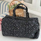 KYLETHOMASW  -  Cotton Quilted Travel Bag with Zipper Gym Bag Floral Print Overnight Bag for Women Weekend Travel Shopping