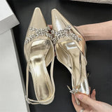 KYLETHOMASW  -  Design Sexy CRYSTAL Rhinestone Women Pumps Buckle Strap Banquet Thin High Heels Prom Sandals Mule Shoes Zapatos De Mujer