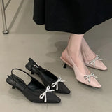 KYLETHOMASW  -  Fashion Shallow Women Medium Heels Sandals Shoes Female Pointed Toe Footwear Butterfly-Knot Ladies Heels Pumps Sandals Shoes