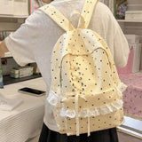 KYLETHOMASW  -  Polka Dot Bag Lace Bandage Bow Mochila Preppy Style Mochilas Mujer Fresh Fashion Backpacks Travel Backpack Bolsas Feminina