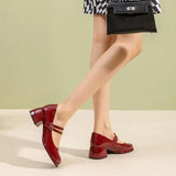 KYLETHOMASW  -  French Mary Jane High Heels Retro Mid Heel JK Single Shoes Fairy Style Fashionable High Heels round Toe PU Leather Summer Shoes