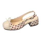 KYLETHOMASW  -  Sweet Style Polka Dot Bow Thick Heel Shallow Mouth Single Shoes Spring New High-heeled Mary Jane Shoes with Single Strap
