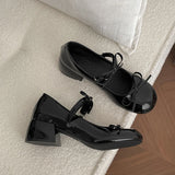 KYLETHOMASW  -  New Spring Vintage Thick Heel Women Mary Jane Shoes Fashion Butterfly-knot Height Increase Shoes Ladies Elegant Dress Pumps
