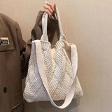 Kylethomasw -  Luxury design handbags for women winter wool knitting the tote bag Fashion Shoulder Female bag Women's purses messenger bag