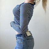 KYLETHOMASW  -  European and American women's basic contrasting striped V-neck slimming button up cardigan simple and versatile commuting  top