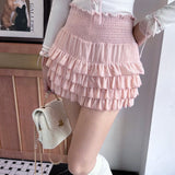 KYLETHOMASW  - CreamySweet Creamy Girly Skirt with High Waist and Black and White Lace Puffy Cake Skirt