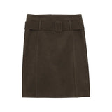 KYLETHOMASW  -  Fashion Women's Knee Length Skirt With Belt Temperament Office Lady A-Line Skirts High Waisted Slim Versatile Faldas 936P