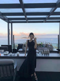 KYLETHOMASW  -  French Sexy Thin Slim Sleeveless Dress Women Summer Holiday Daily Wear Knitted Dresses Elegant Irregular Midi Vestidos A256