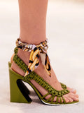 KYLETHOMASW  -  European and American Summer Women's Coarse High-heeled Woven Sandals Fashion Runway Plus Women's Sandals