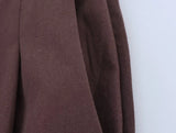 KYLETHOMASW  -  Summer French Coffee Color Pleated Wide-leg Pants Minimalist Embroidery Retro Casual Pants Women Elegant Trousers