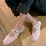 KYLETHOMASW  -  Spring Summer New Women Flats Genuine Leather Ballet Flats Round Toe Buckle Strap Casual Comfortable Shoes Woman Concise