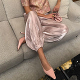 KYLETHOMASW  -  Female Spring To Autumn Vintage High Waist Long Pants Elegant Pink Crepe Loose Bloomers for Woman Street Chic Pleated Trousers