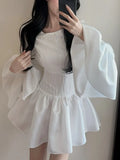 KYLETHOMASW  -  Y2K Sweet White Womens Dresses Fashion Flare Long Sleeves Princess Ruffle Party Mini Dress Elegant Ball Gown Female Clothing New