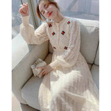 kylethomasw Floral Embroidery Women Dress Elegant Long Sleeve Party Maxi Knitted Dresses for Women Korean Style Autumn Winter Robes
