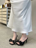 KYLETHOMASW  -  Exquisite Butterfly-knot Decoration Slippers Women Fashion Square Head Sandal Minimal Elegant Dress Street Style High Heels