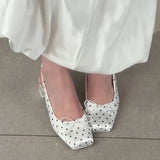 KYLETHOMASW  -  Polka Dot Thick Heel Women Sandals Fashion Cover Toe Singbacks Mules Pumps Elegant Party Dress Female Slip On Sandalias