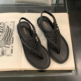 KYLETHOMASW  -  Women Flats Sandals Slides Shoes Summer Beach Luxury Female Flip flops Fashion Round Toe Ladies Flats Sandals Shoes