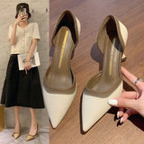 KYLETHOMASW  -  Vintage Pointed Toe Slip On Women Office Pumps Elegant Thin Heels Wedding Party Shoes New Spring Autumn Commuter Footwear11