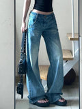 KYLETHOMASW  -  New Vintage Washed Distressed Fashion Female Wide Leg Pants American Basic High Waist Loose Casual Straight Simple Women Jeans
