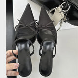 KYLETHOMASW  -  Street Style Pointed Toe Women Slippers Pumps Sexy Thin Heels Mule Slippers Party Prom Shoes Zapatos De Mujeres
