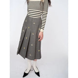 KYLETHOMASW  -  Vintage Diamond Beading Skirts for Women Summer New Preppy High Waist Slim A-line Pleated Skirt Y2k Jupe Faldas Muje Saia K488