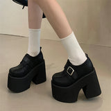 KYLETHOMASW  -  Chunky Platform Buckle Strap Women Pumps Street Style Round Toe Very Square High Heels Stripper Club Female Shoes