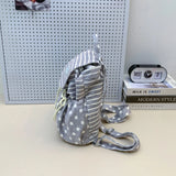 KYLETHOMASW  -  Women Star Stripe Print Drawstring Backpack Soft Fabric Flap Cover Nylon Travel Daypack Cute Student School Shoulder Bag