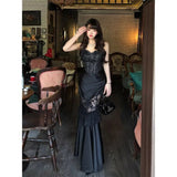 KYLETHOMASW  -  Spring French Elegant Vintage Gothic Dress Women's Backless Lace Strapless Long Party Dress Sexy Hollow-out Evening Gown