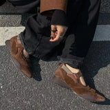 KYLETHOMASW  -  Women's Casual Mary Jane Shoes Ins Style Pointed Toe Shallow Hook Loop Belt Buckle Street Sandals Fashion Brown/apricot Pumps