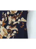 KYLETHOMASW  -  Summer French Vacation Flower Print Lace-up Slim Slash Neck Sleeveless Spaghetti Strap Dresses