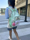 Kylethomasw New Mint Green Y2k Star Bone Decoration Monster Pendant Aesthetic Sweet Girl Backpack Preppy High-capacity School Backpack