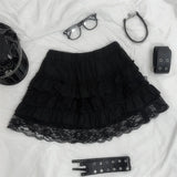 KYLETHOMASW  -  Goth 2Piece Set Y2k Slim Lace Sweet Womens Dresses Short Sleeve Button Party Dress Harajuku 90s Emo Grunge Summer Lolita Suit