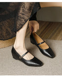 KYLETHOMASW  -  mary janes shoes woman height increasing flats soft leather ankle belt mocasines women elevator shoes zapatos de mujer 2025