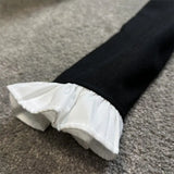 KYLETHOMASW  -  Autumn and winter clothing,  black suit, short skirt, spring waist cinching, new  waist cinching, long sleeved patchwork dress,