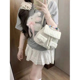 KYLETHOMASW  -  Sweet Cute Y2k Mochila Women Versatile Leather Lightweight Patchwork Chic Backpacks Female Retro Mini Backpack Aesthetic