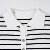 KYLETHOMASW  -  Simple Striped Slim Fit Patchwork Women Camisole Tops  Short Sleeve Causal Basic Simple Chic Blouses