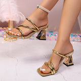 KYLETHOMASW  -  Summer Women's Fashion Sexy Open Toe Thick Heel Slipper High-heeled Shoes Wedding Party Shoe Lady Slipper 5541