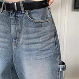 KYLETHOMASW  -  Y2k Clothes Denim Cargo Pants Women Solid Streetwear Spring Summer Ankle Length Trousers Vintage Pantalones De Mujer