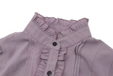 KYLETHOMASW  -  Korean Sweet Ruffle Collar Puff Sleeve Crop Blouse Women Thin Lightweight Casual Daily Shirt