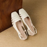 KYLETHOMASW  -  Design 2025 Vintage Women Sandals Square Toe Block Heels 3.5cm Back Buckle Strap Big Size 43 Dating Shoes 31 32