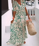 KYLETHOMASW  -  Women's Printed ort Collar Long Skirt Dr Loose Waist Regular Sve A-Line Gown Ciwalk Sle Casual Faion Dr