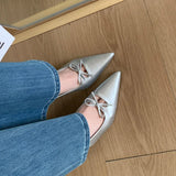 KYLETHOMASW  -  Fashion Butterfly-Knot Women Medium Heels Pumps Shoes Female Slip On Footwear Pointed Toe Ladies Thin Heels Sandals Shoes