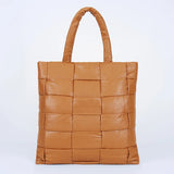 Kylethomasw New Women's Handbag New Fashion Woven Soft Leather Tote Single Shoulder Autumn And Winter Down Bag