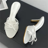 KYLETHOMASW  -  Summer Fashion Butterfly-knot Breathable Holes Mesh Open Toe Woman Slippers Thin High Heels Party Dress Shoes