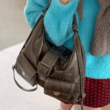 KYLETHOMASW  -  Y2k Aesthetic Vintage Pockets Shoulder Underarm Bag All Match Women Trendy Casual Handbags Korean Ins Preppy Fashion Backpacks