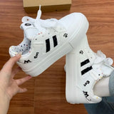 KYLETHOMASW  -  Cute Cat Paw Thick Sole White Sneakers Women Fashion Casual Platform Skate Shoes for Students