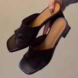 KYLETHOMASW  -  Elegant Women's Sandals High Heels Slippers Summer Woman Shoes 2025 Brand Chunky Dress Open Toe Shoes Fashion Flip Flops Slides